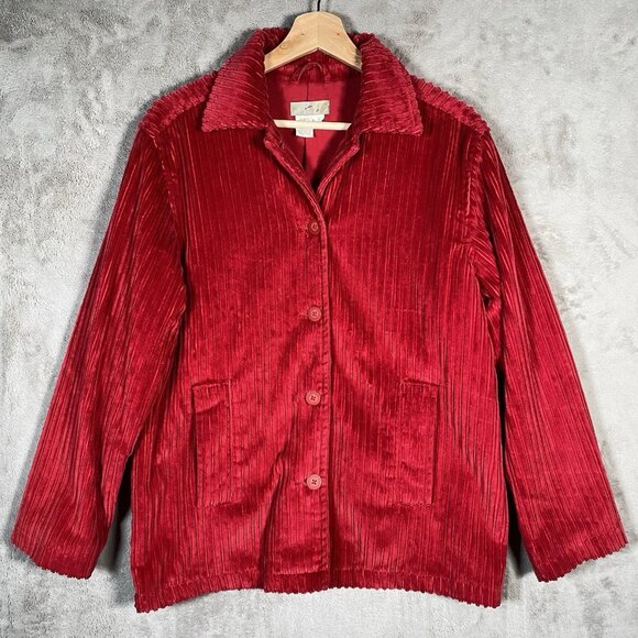 VTG Territory Ahead Red Wide Wale Corduroy Chore Coat Barn Ranch Jacket Pockets - Picture 2 of 13